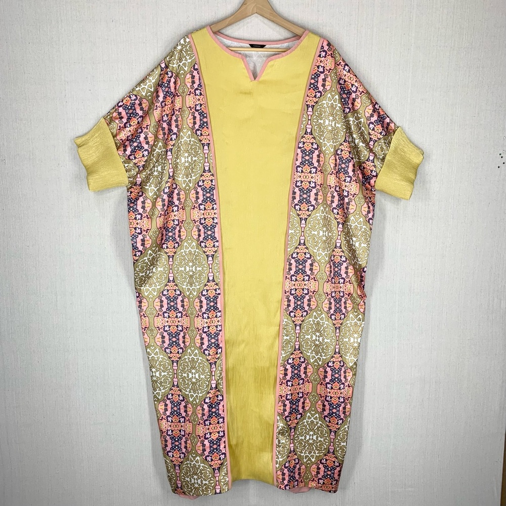 FloryDay~Kaftan/Maxi Dress~Pink w/Gold Metallic‎ Accents~Sz M